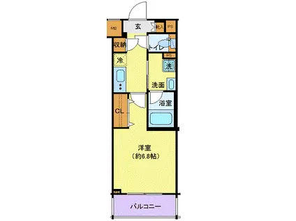 ディアレイシャス東京サウスパレス(1K/2階)の間取り写真
