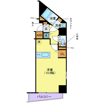 メイクスデザイン西麻布(ワンルーム/1階)の間取り写真