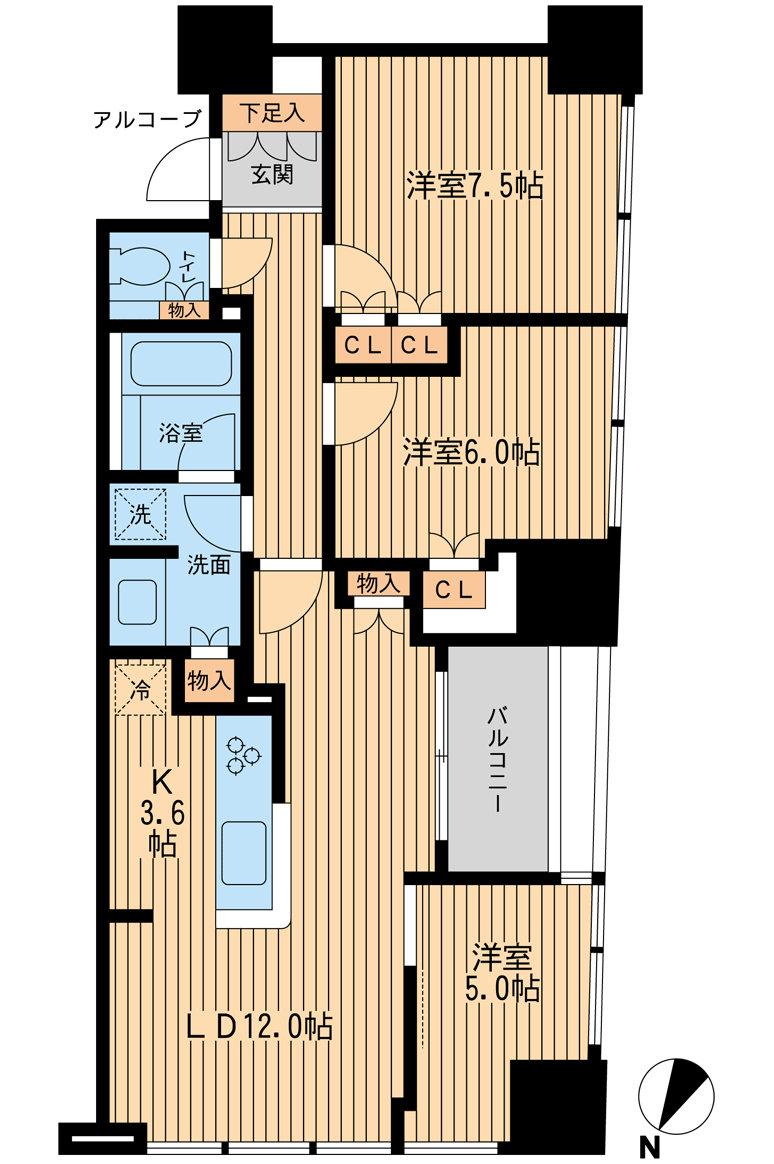 ザ・神宮前レジデンス(3LDK/8階)の間取り写真