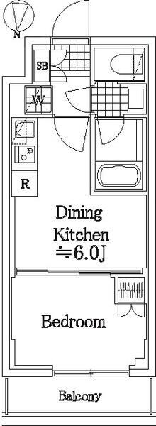 ハーモニーレジデンスクロスゲート(1DK/2階)の間取り写真