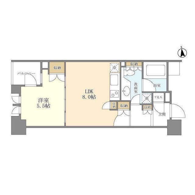 シティハウス東京新橋(1DK/7階)の間取り写真