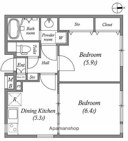 LEGALAND都立大学ANNEX(2DK/2階)の間取り写真
