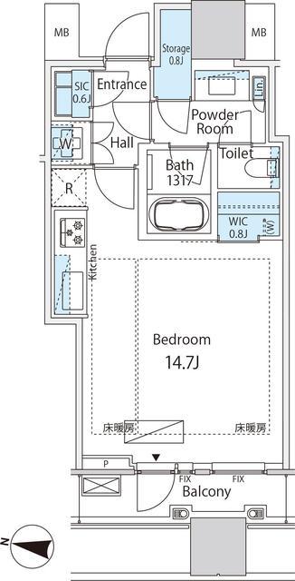 パークコート渋谷 ザ タワー(ワンルーム/7階)の間取り写真