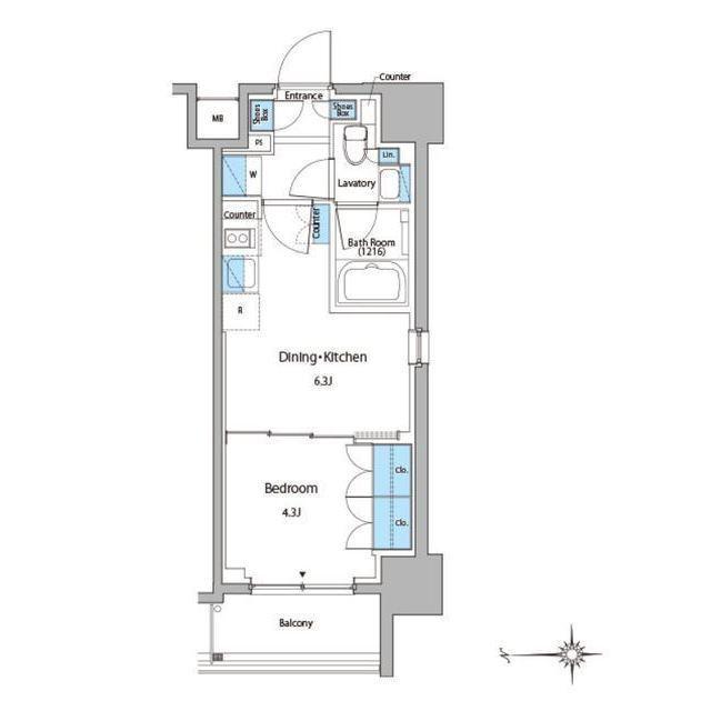 ルフォンプログレ門前仲町マークス(1DK/9階)の間取り写真
