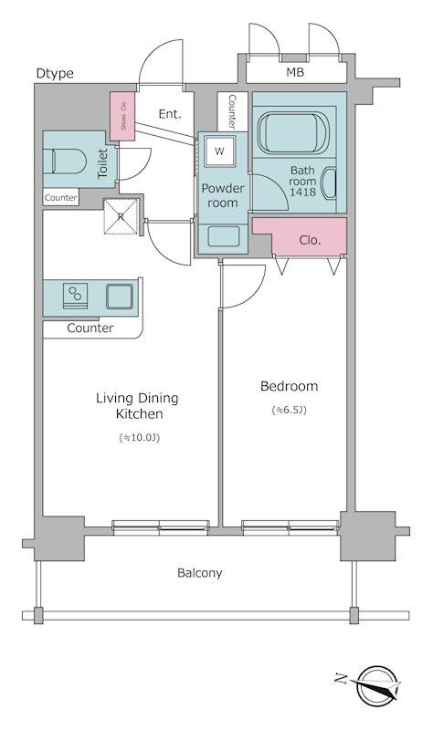 レジディア神田東(1LDK/6階)の間取り写真