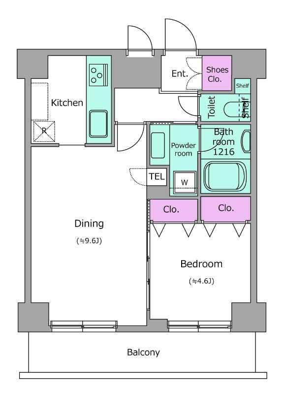 レジディア文京本郷Ⅱ(1LDK/13階)の間取り写真