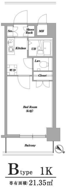 レジディア門前仲町(1K/10階)の間取り写真