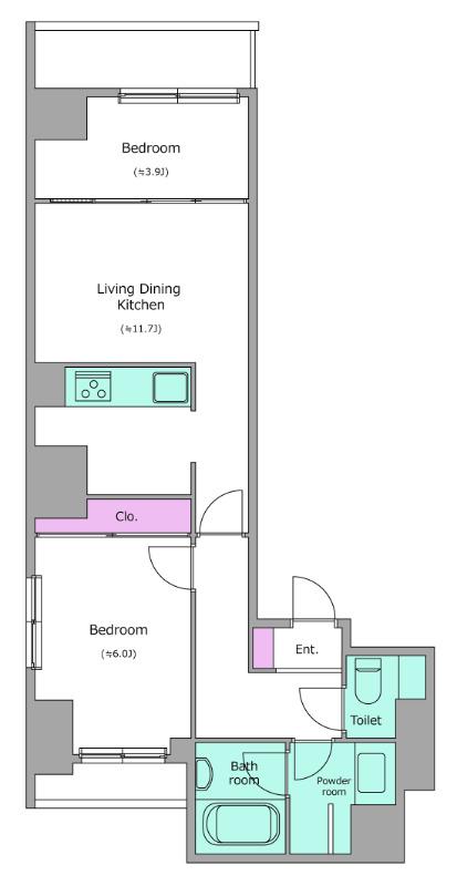 HALUWA芝公園(1LDK/2階)の間取り写真