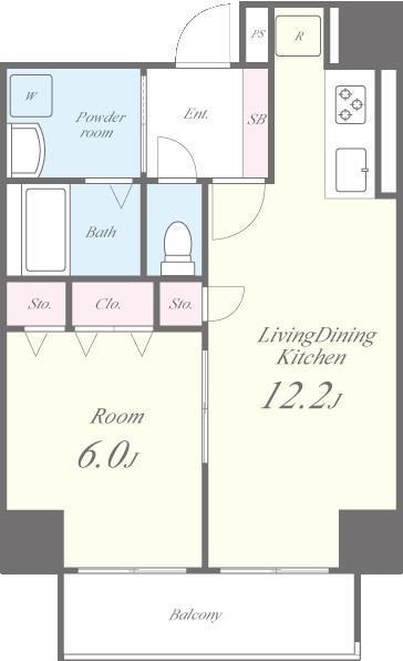アルブル代々木八幡(1LDK/1階)の間取り写真