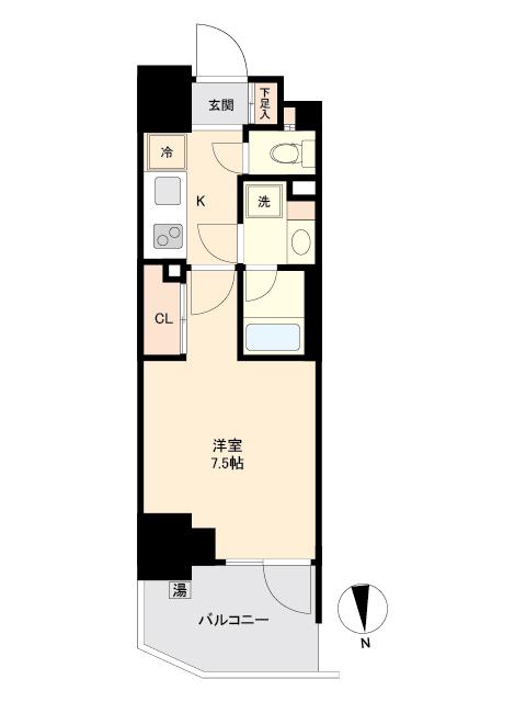 プライマル南砂(1K/9階)の間取り写真