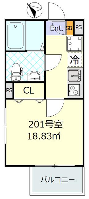 ルノン蒲田(1K/2階)の間取り写真