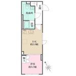 FIKA大井町(1DK/4階)の間取り写真