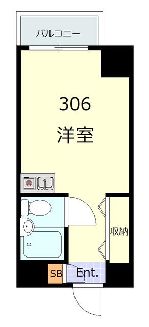 パレ・ドール高輪(ワンルーム/3階)の間取り写真