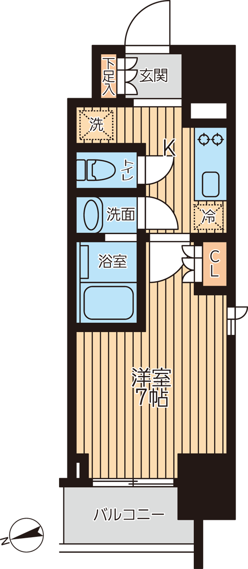 クロスレジデンス蒲田Ⅱ(1K/11階)の間取り写真