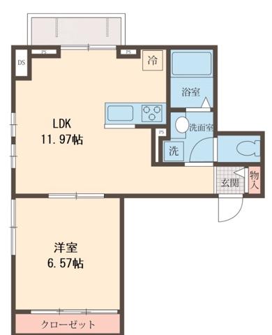 COLLINE(1LDK/2階)の間取り写真