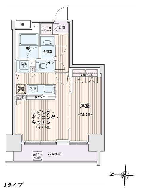 エスティメゾン錦糸町2(1LDK/13階)の間取り写真