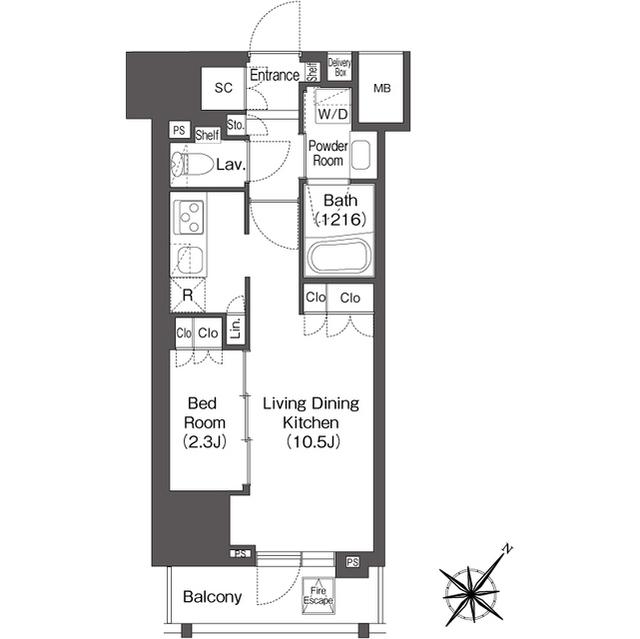 レフィールオーブ代々木(1LDK/4階)の間取り写真