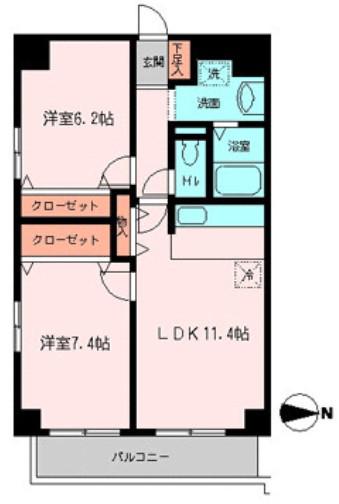 ドゥエル木場公園(2LDK/8階)の間取り写真