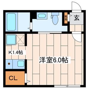 モデュロール渋谷本町(1K/2階)の間取り写真