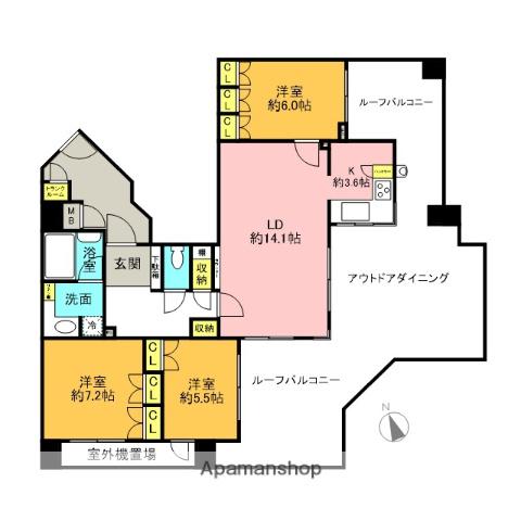 ビッグヴァンポーディアム東品川(3LDK/7階)の間取り写真