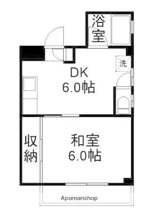 コーポ峰(1DK/2階)の間取り写真