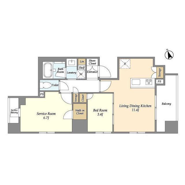 ドゥーエ南砂町(1SLDK/7階)の間取り写真