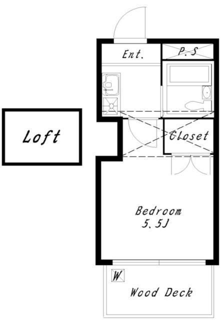 TKハイツ(1K/2階)の間取り写真