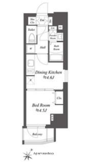ブランシエスタ北品川(1DK/6階)の間取り写真
