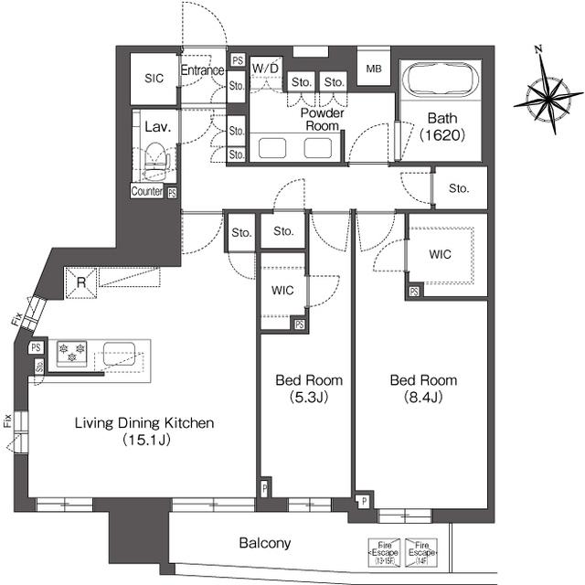 コンフォリア東上野(2LDK/15階)の間取り写真