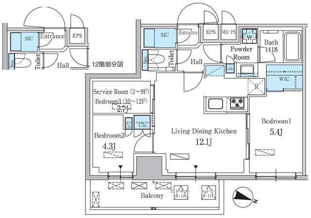 パークアクシス板橋本町ステーションゲート(2LDK/5階)の間取り写真