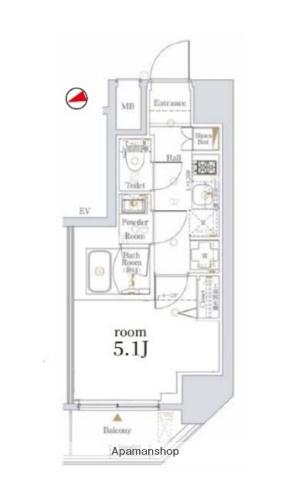 LOG戸越(1K/8階)の間取り写真