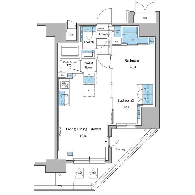 ルフォンプログレ秋葉原マークス(2LDK/13階)の間取り写真