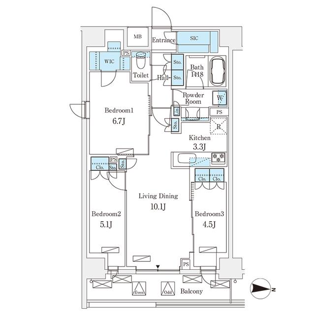 フロンティアレジデンス錦糸公園(3LDK/6階)の間取り写真