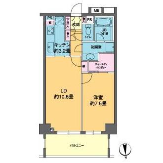 カスタリア高輪(1LDK/2階)の間取り写真