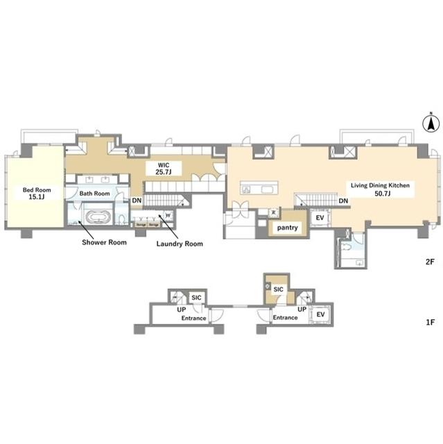 プレステージレジデンス白金長者丸(1LDK/2階)の間取り写真