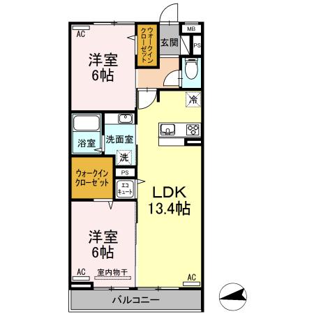 メゾンアムール(2LDK/3階)の間取り写真