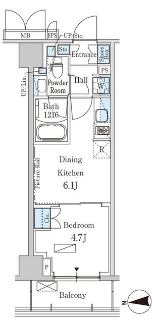 パークアクシス新宿西落合(1DK/6階)の間取り写真