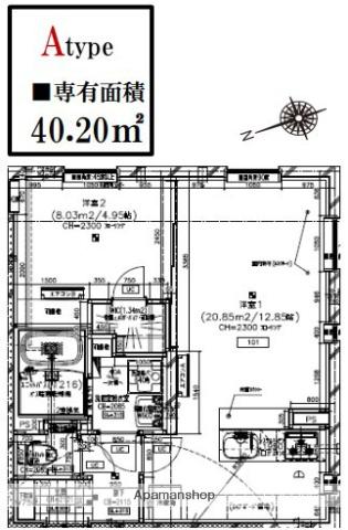 レピュア目黒本町レジデンス(1LDK/1階)の間取り写真