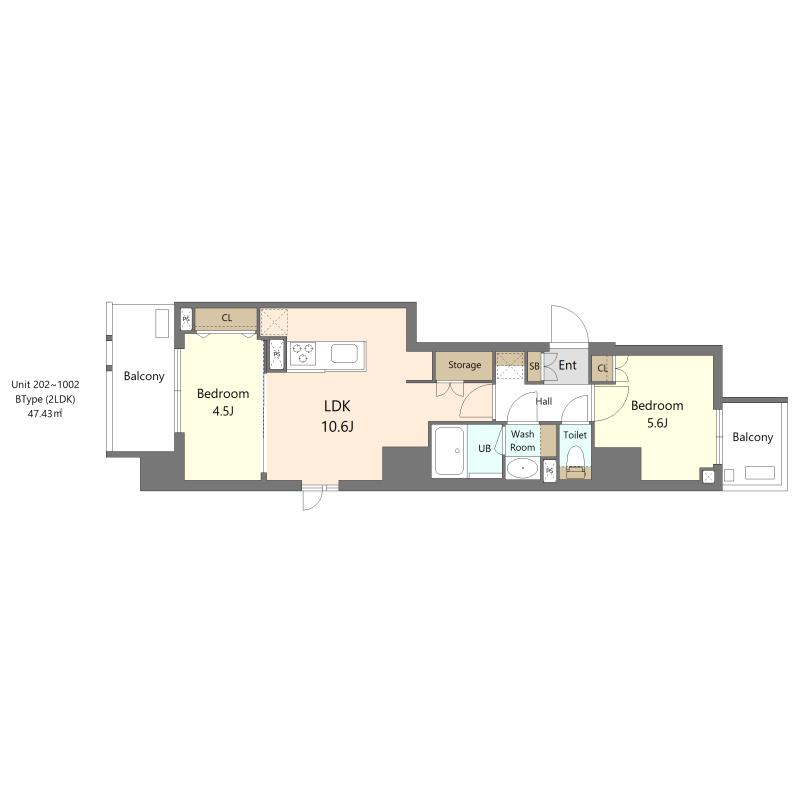 S-RESIDENCE浅草DIVERSE(2LDK/10階)の間取り写真
