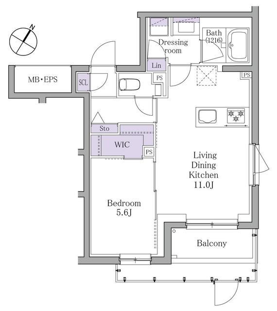 イプセ白金(1LDK/1階)の間取り写真
