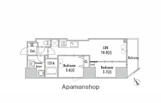 GRAN PASEO蔵前2(2LDK/11階)の間取り写真