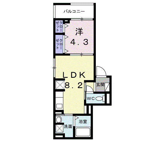 ハウオリ(1LDK/2階)の間取り写真