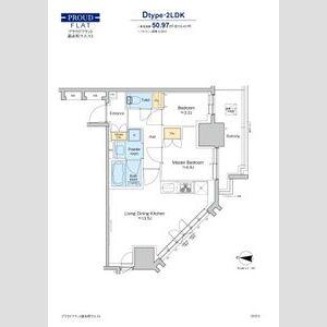 プラウドフラット錦糸町ウエスト(2LDK/12階)の間取り写真