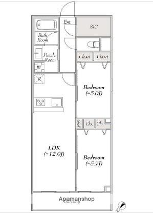 ルミーク雪谷(2LDK/1階)の間取り写真