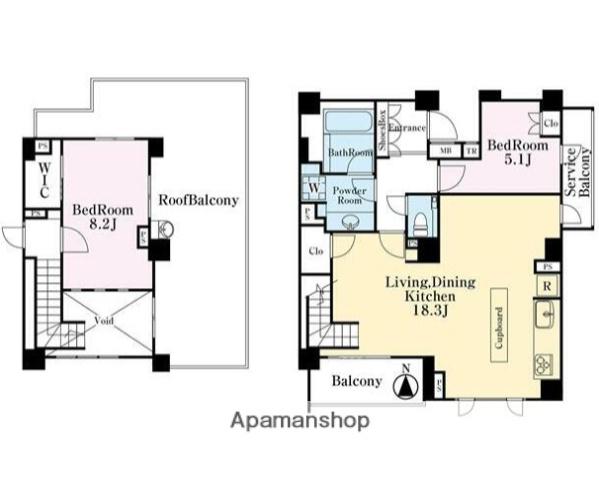 グランシーナ目白台(2LDK/4階)の間取り写真