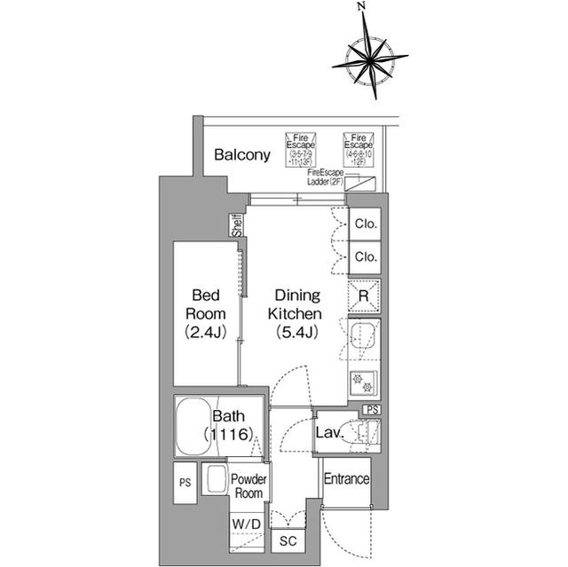 コンフォリア・リヴ北新宿(1DK/7階)の間取り写真