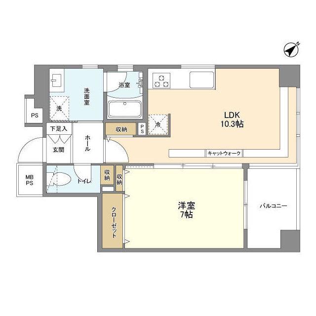 コスモリード日本橋水天宮(1LDK/2階)の間取り写真