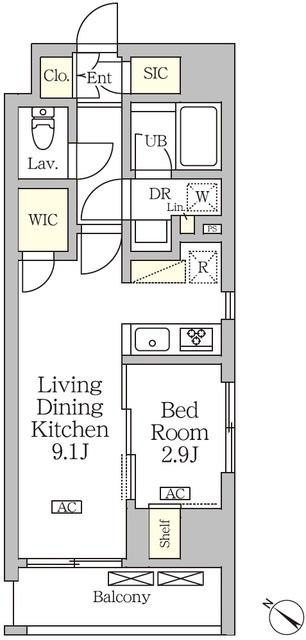 アジールコート松濤(1LDK/2階)の間取り写真