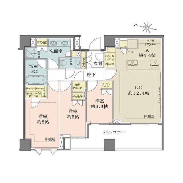 ザ・パークハウス千代田六番町(3LDK/5階)の間取り写真