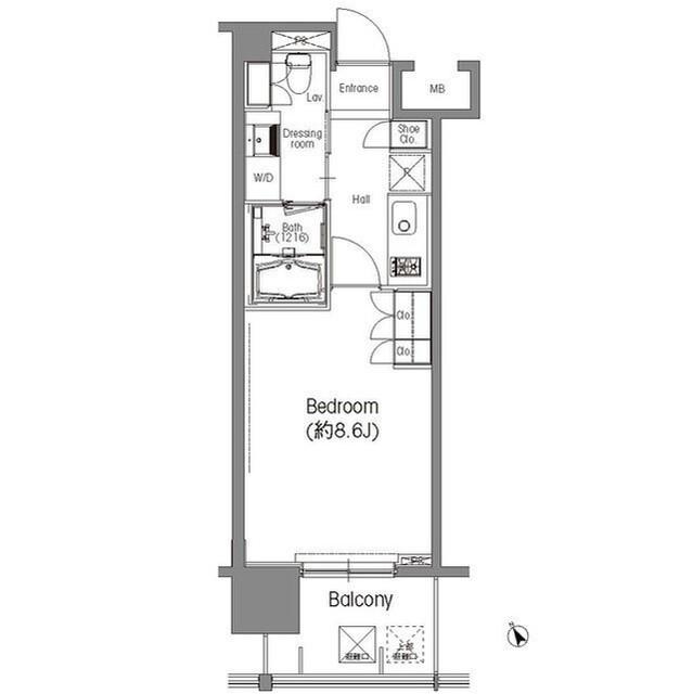 BPRレジデンス三田伊皿子坂 (1K/6階)の間取り写真